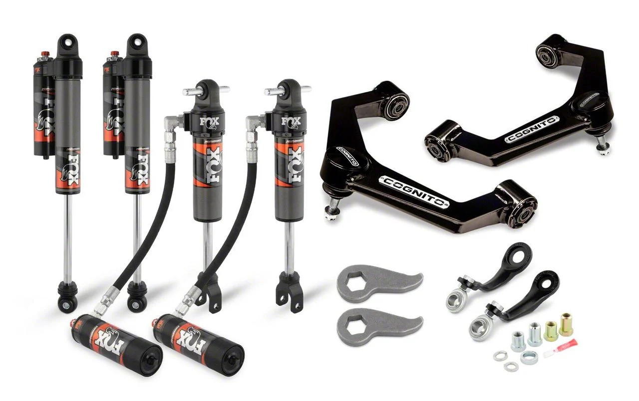 Cognito Motorsports 3-Inch Elite Leveling Kit with FOX Elite 2.5 Reservoir Shocks (20-26 Silverado 3500 HD)