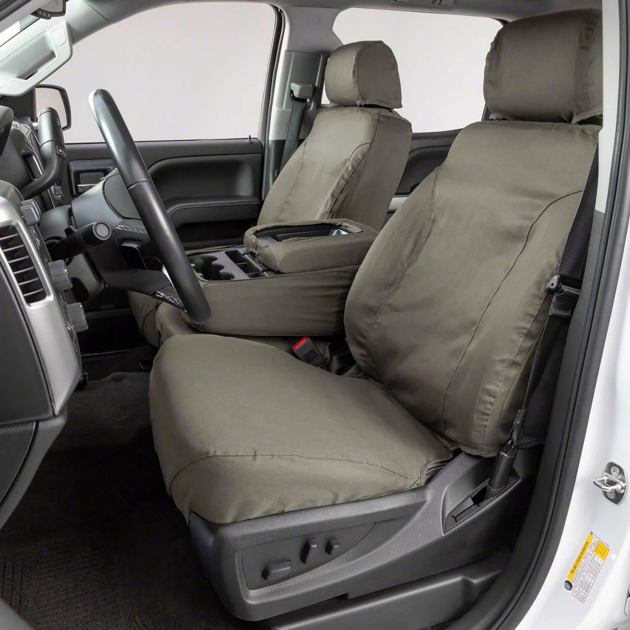 Covercraft Seat Saver Polycotton Custom Front Row Seat Covers; Misty Gray (19-21 Sierra 1500 w/ Bucket Seats; 2022 Sierra 1500 Limited w/ Bucket Seats)