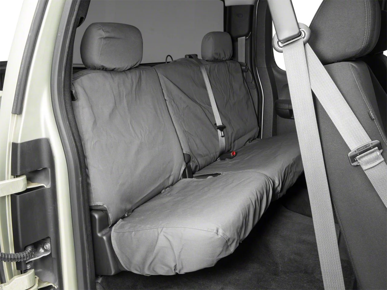 Covercraft Seat Saver Polycotton Custom Second Row Seat Cover; Charcoal (19-26 Sierra 1500 Double Cab, Crew Cab w/ 60/40 Split Cushion Bench Seat & Fold-Down Armrest)