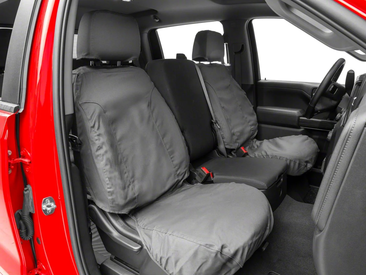 Covercraft Seat Saver Polycotton Custom Front Row Seat Covers; Charcoal (19-21 Silverado 1500 w/ Bucket Seats; 2022 Silverado 1500 LTD w/ Bucket Seats)