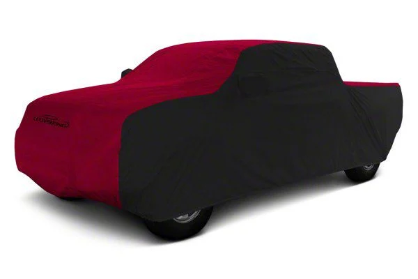 Coverking Stormproof Car Cover; Black/Red (21-26 F-150 SuperCrew w/ 5-1/2-Foot Bed & Non-Towing Mirrors)