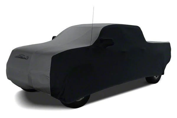 Coverking Satin Stretch Indoor Car Cover; Black/Metallic Gray (15-19 Silverado 2500 HD Crew Cab)