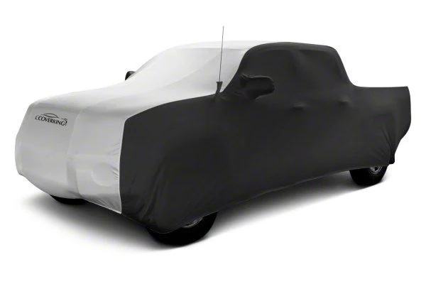 Coverking Satin Stretch Indoor Car Cover; Black/Pearl White (15-19 Silverado 2500 HD Crew Cab)
