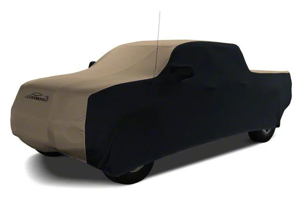 Coverking Satin Stretch Indoor Car Cover; Black/Sahara Tan (15-19 Silverado 2500 HD Crew Cab)