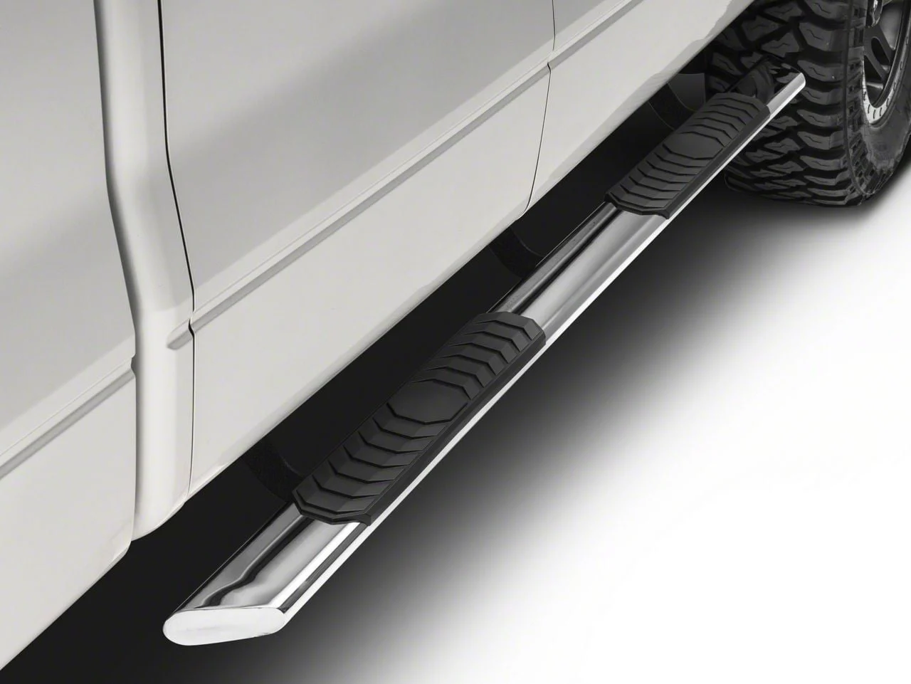 Barricade 4-Inch Flat Oval Running Boards; Stainless Steel (04-14 F-150 SuperCrew)