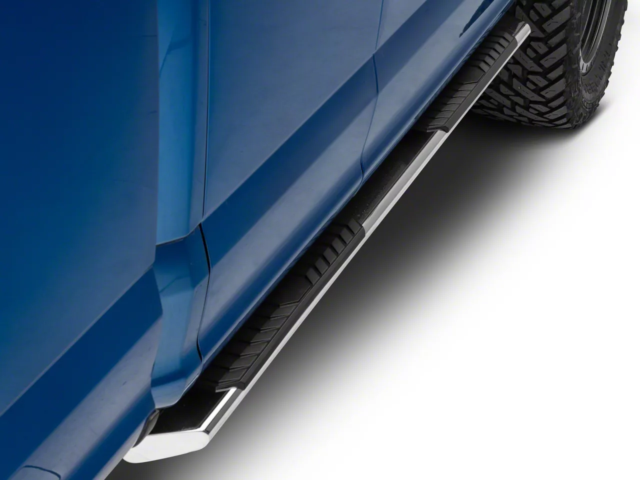 Barricade 4-Inch Flat Oval Running Boards; Stainless Steel (15-26 F-150 SuperCab)