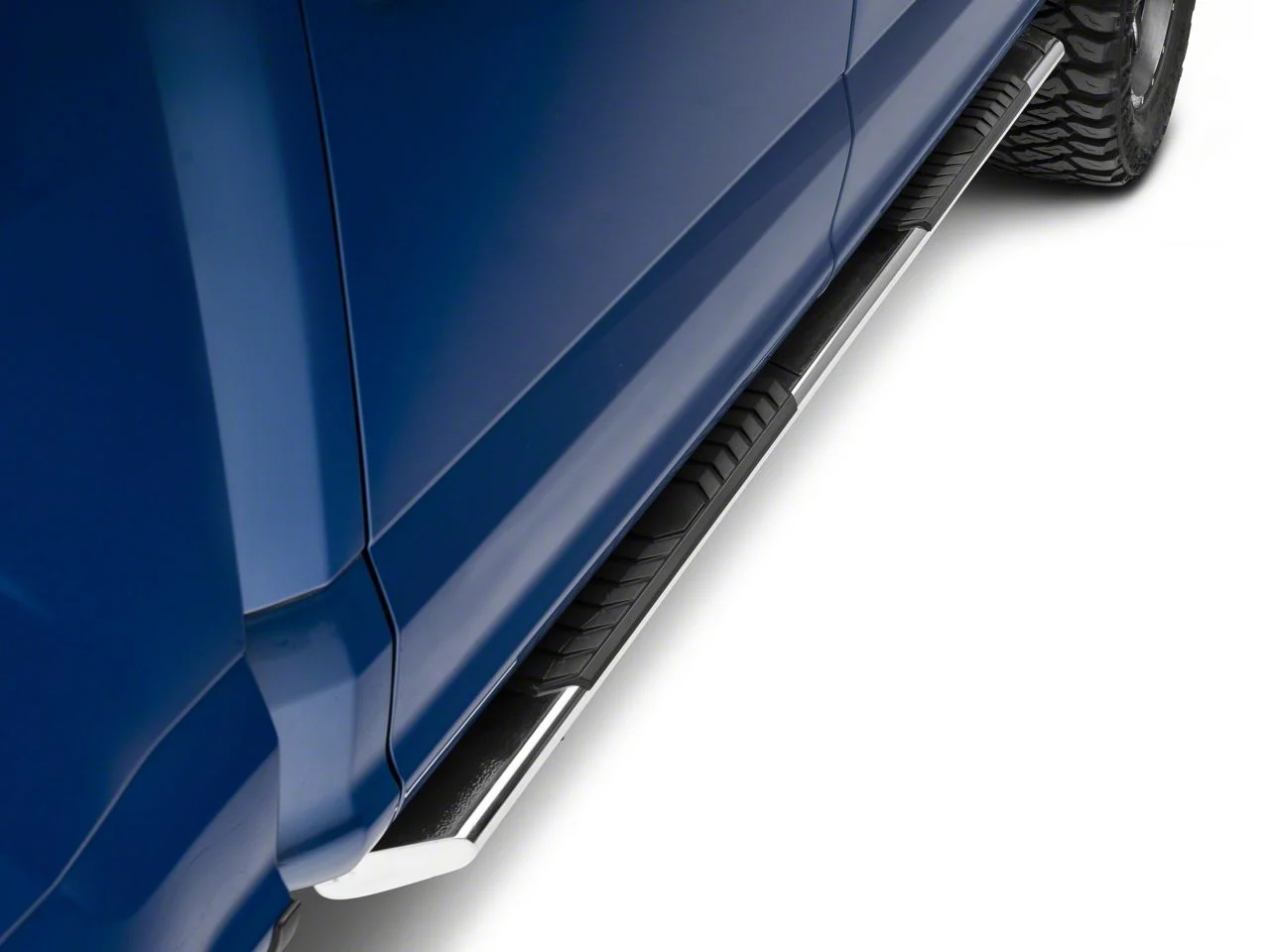 Barricade 4-Inch Flat Oval Running Boards; Stainless Steel (15-26 F-150 SuperCrew)