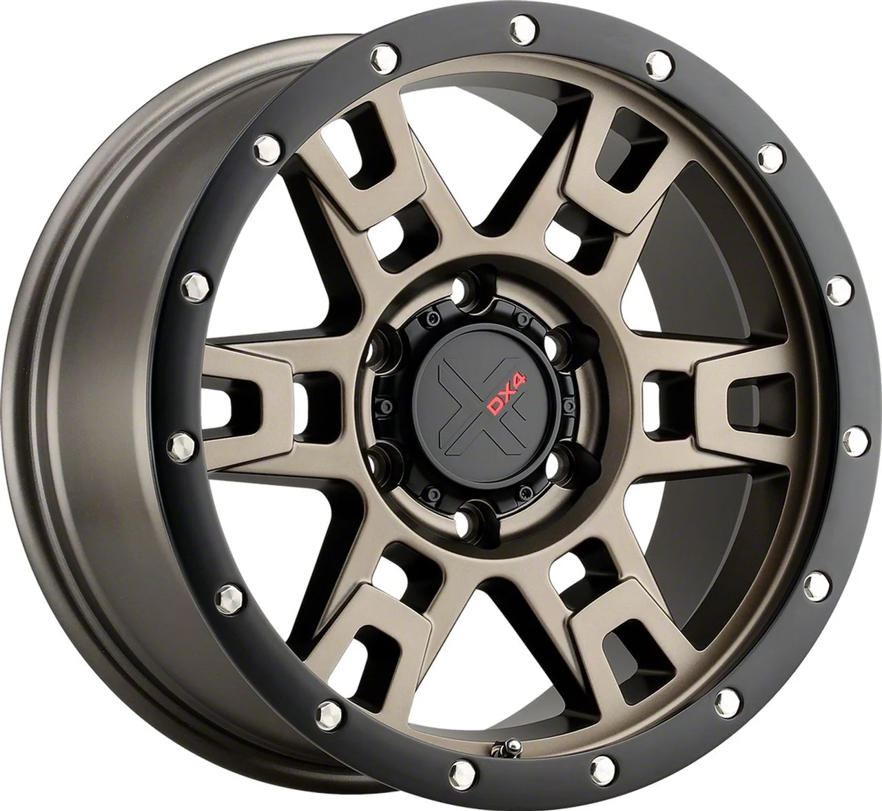 DX4 Wheels TERRAIN Matte Bronze with Black Ring 6-Lug Wheel; 18x9; 12mm Offset (07-13 Sierra 1500)