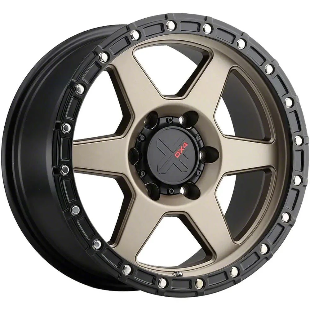 DX4 Wheels RECON Matte Bronze with Black Ring 6-Lug Wheel; 17x8.5; 10mm Offset (07-13 Silverado 1500)