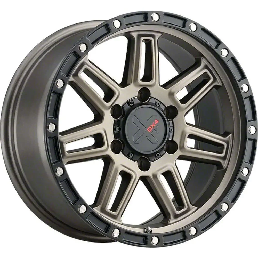 DX4 Wheels REBEL Matte Bronze with Black Ring 6-Lug Wheel; 17x8.5; 10mm Offset (14-18 Sierra 1500)