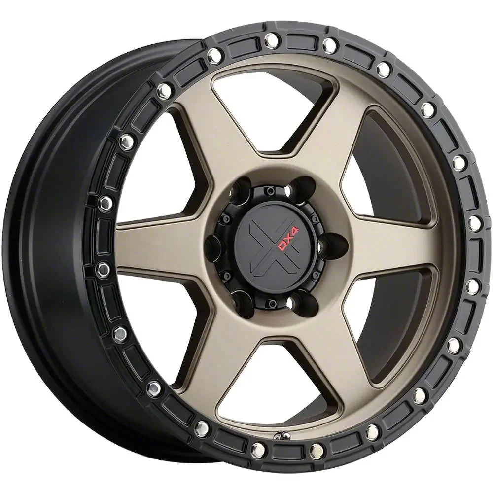 DX4 Wheels RECON Matte Bronze with Black Ring 6-Lug Wheel; 17x8.5; 10mm Offset (14-18 Silverado 1500)
