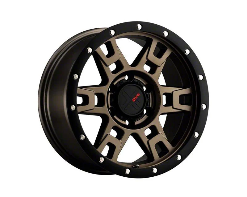 DX4 Wheels TERRAIN Matte Bronze with Black Ring 6-Lug Wheel; 17x8.5; -6mm Offset (14-18 Silverado 1500)