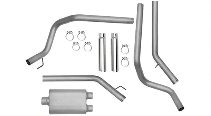 Dynomax Ultra Flo Welded Dual Exhaust System with Polished Tips; Rear Exit (14-18 5.3L Silverado 1500)