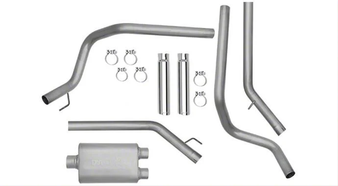 Dynomax Ultra Flo Welded Dual Exhaust System with Polished Tips; Rear Exit (14-18 4.3L Silverado 1500)