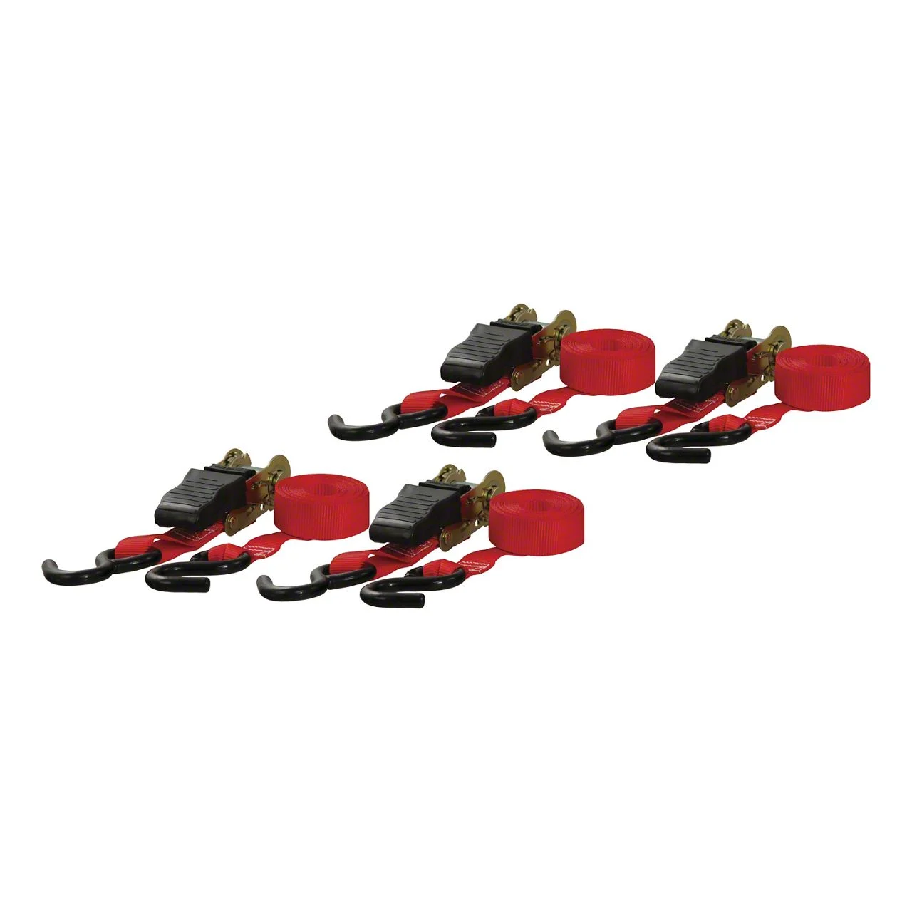 16-Foot Cargo Straps with S-Hooks; Red; 500 lb.; Set of Four