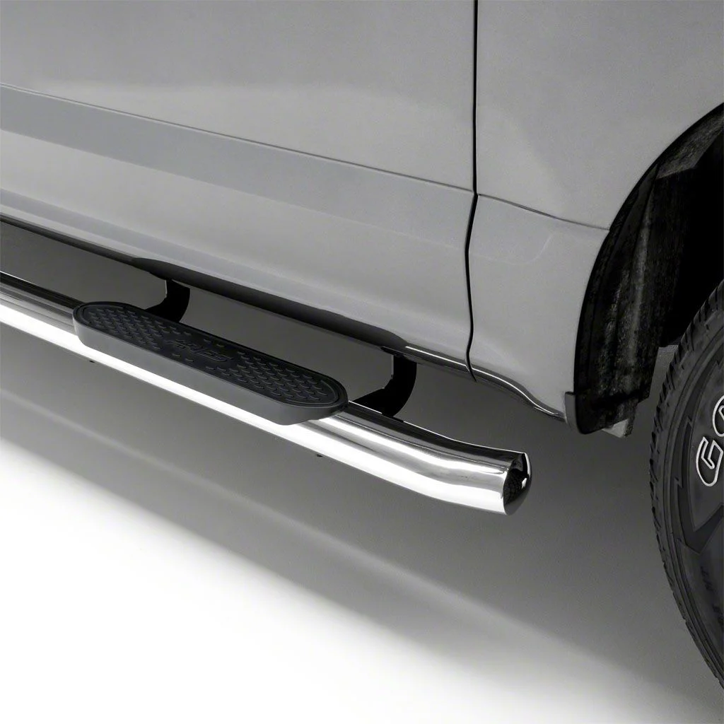 4-Inch Oval Side Step Bars; Stainless Steel (15-26 F-150 SuperCrew)