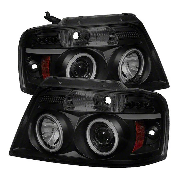 Version 2 CCFL Halo Projector Headlights; Black Housing; Smoked Lens (04-08 F-150)