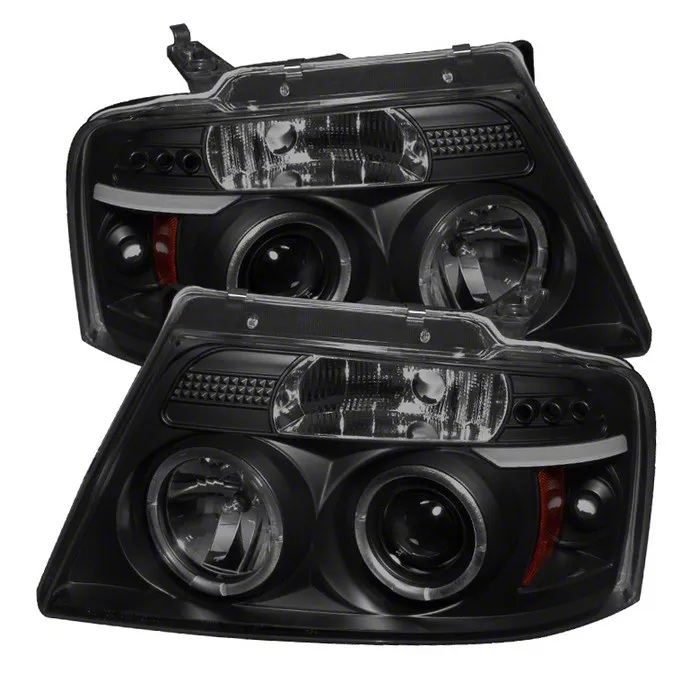 Version 2 LED Halo Projector Headlights; Black Housing; Smoked Lens (04-08 F-150)