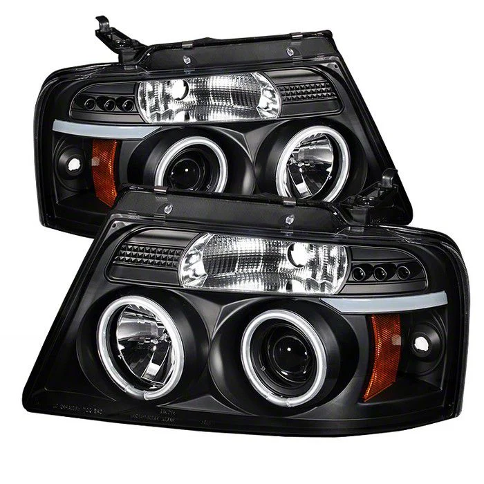 Version 2 CCFL Halo Projector Headlights; Black Housing; Clear Lens (04-08 F-150)