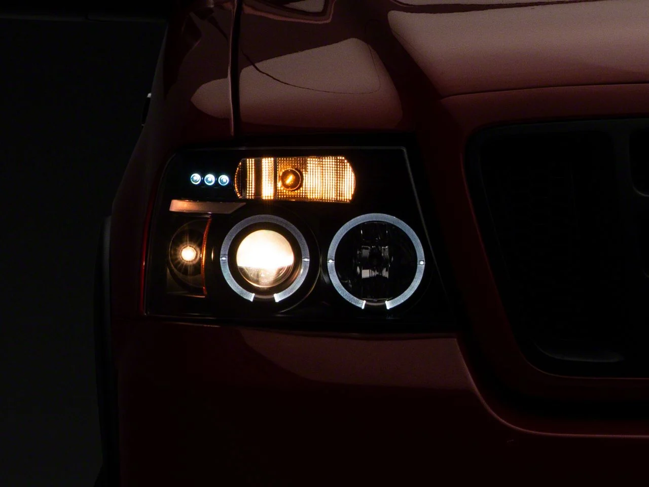 Version 2 LED Halo Projector Headlights; Black Housing; Clear Lens (04-08 F-150)