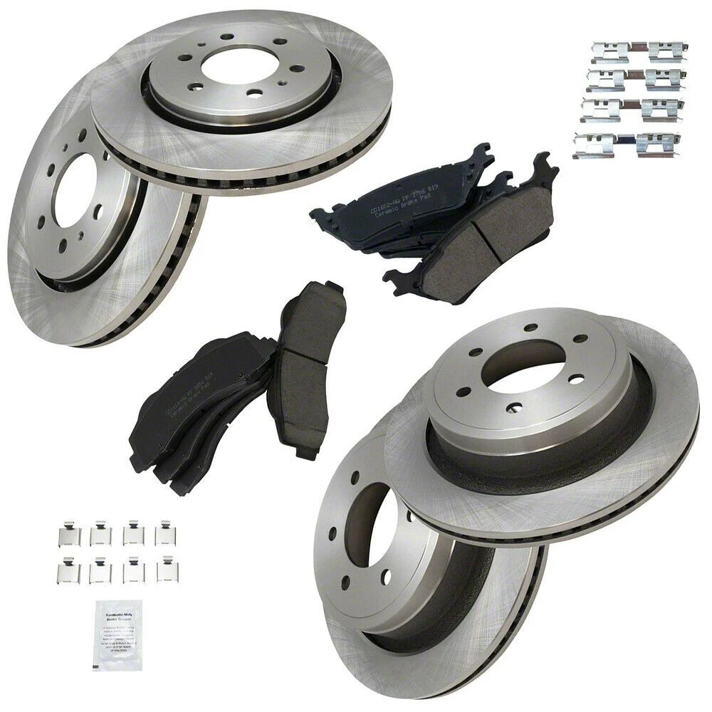 Ceramic 6-Lug Brake Rotor and Pad Kit; Front and Rear (12-14 F-150; 15-17 F-150 w/ Manual Parking Brake)