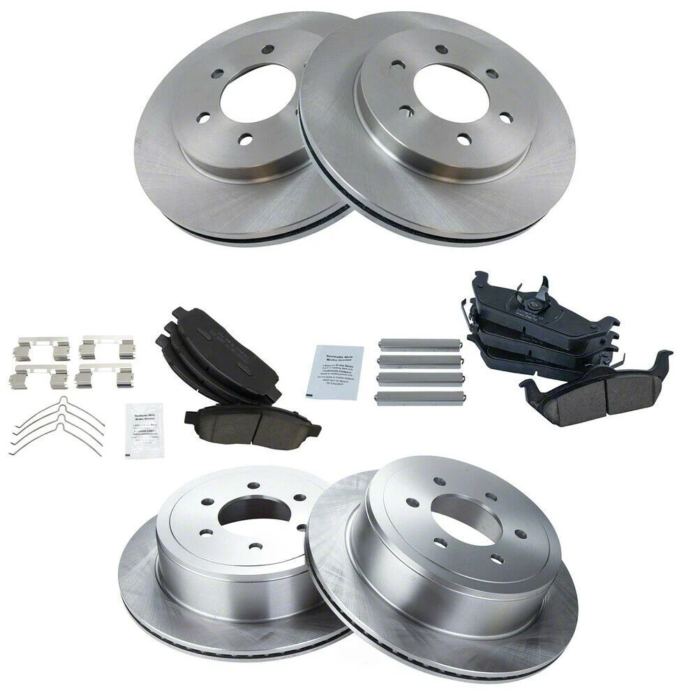 Ceramic 6-Lug Brake Rotor and Pad Kit; Front and Rear (04-08 4WD F-150)