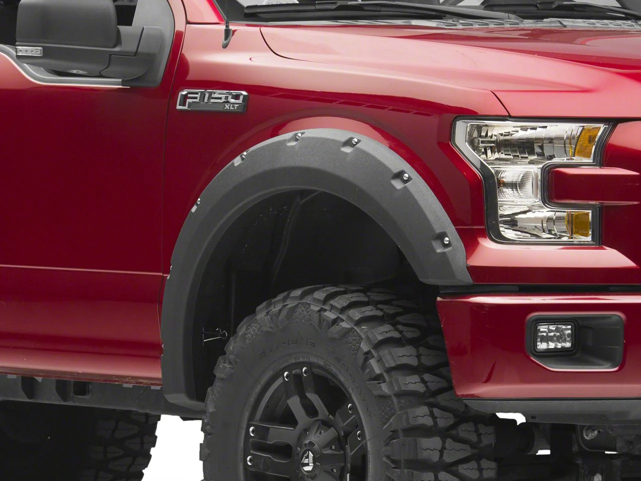 Rivet Style Fender Flares; Front and Rear; Textured Black (15-17 F-150, Excluding Raptor)