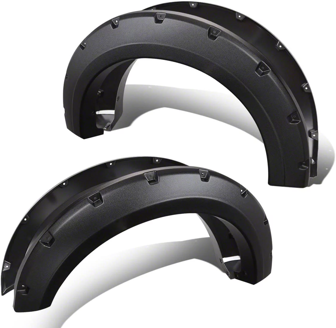Fender Flares; Pocket-Rivet Style; Satin Bump Textured; Black (15-17 F-150)
