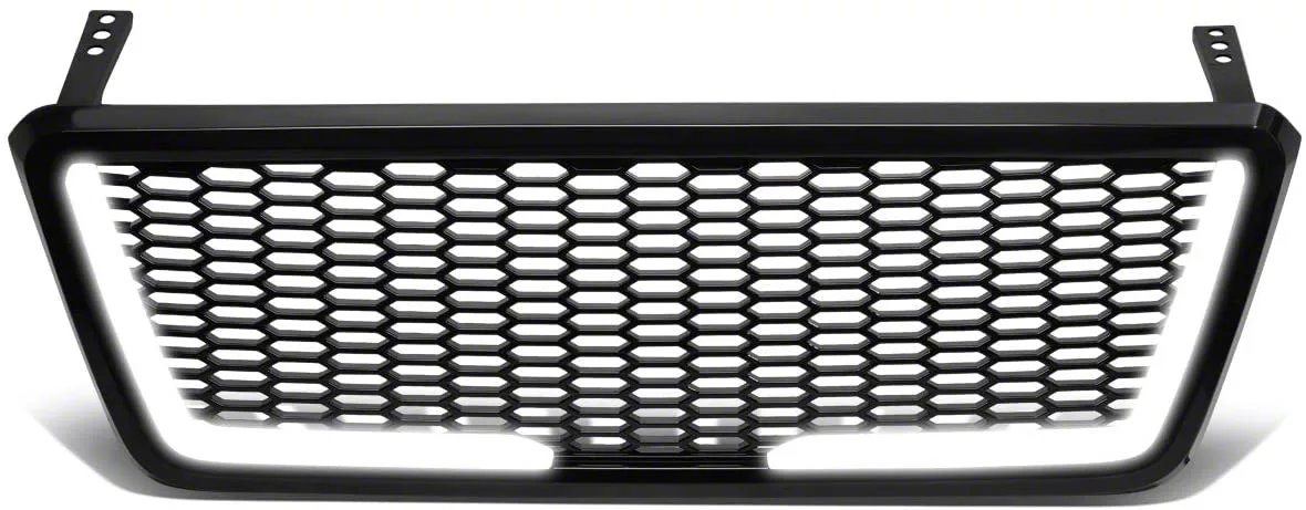 Grille; Honeycombo Mesh Style; With LED DRL Light; Black (04-08 F-150)