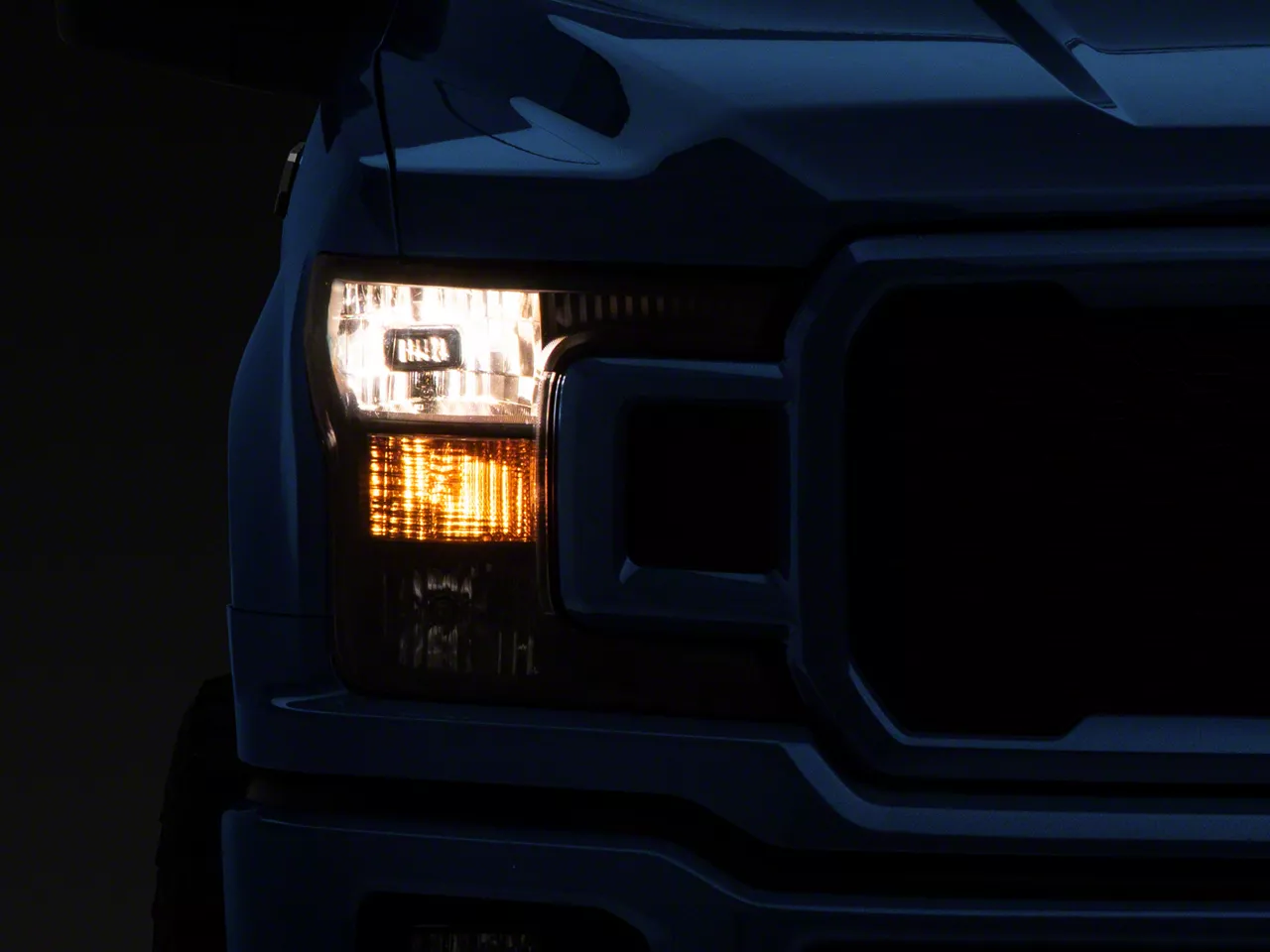 Headlights with Clear Corners; Black Housing; Clear Lens (18-20 F-150 w/ Factory Halogen Headlights)