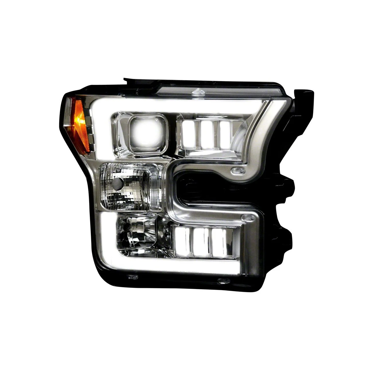 LED Projector Headlights; Chrome Housing; Clear Lens (15-17 F-150 w/ Factory LED Headlights; 18-20 F-150 Raptor)