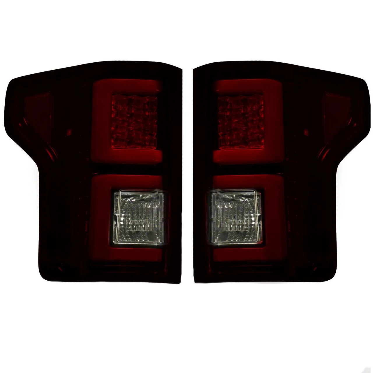 LED Tail Lights; Black Housing; Dark Red Smoked Lens (15-17 F-150 w/ Factory Halogen Non-BLIS Tail Lights)