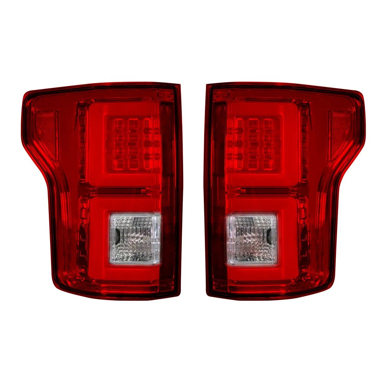 LED Tail Lights; Chrome Housing; Red Lens (15-17 F-150 w/ Factory Halogen Non-BLIS Tail Lights)