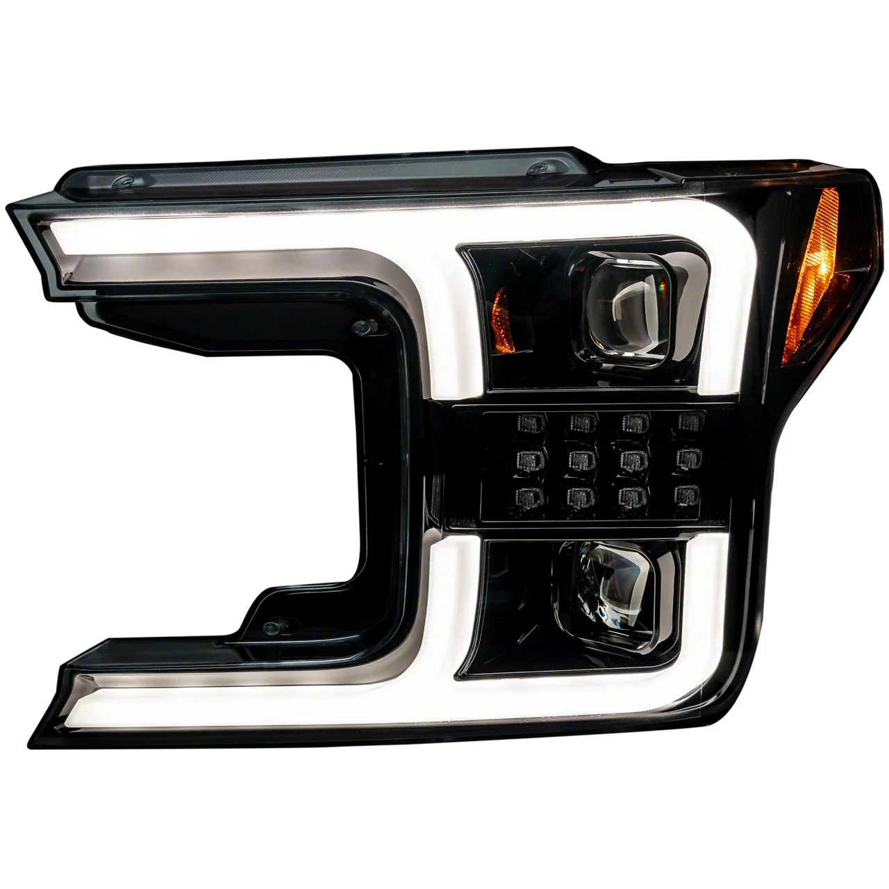 OLED DRL Projector Headlights; Black Housing; Smoked Lens (18-20 F-150 w/ Factory Halogen Headlights)