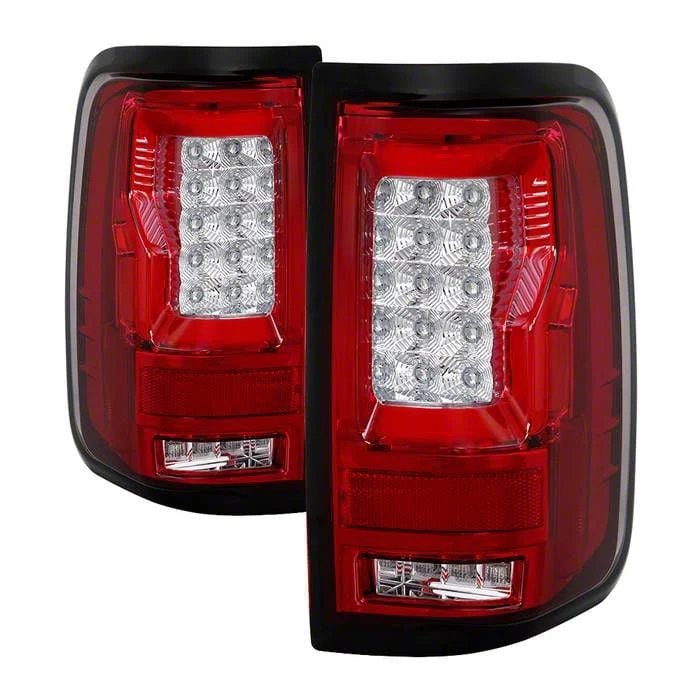 Version 2 Light Bar LED Tail Lights; Chrome Housing; Red/Clear Lens (04-08 F-150 Styleside)