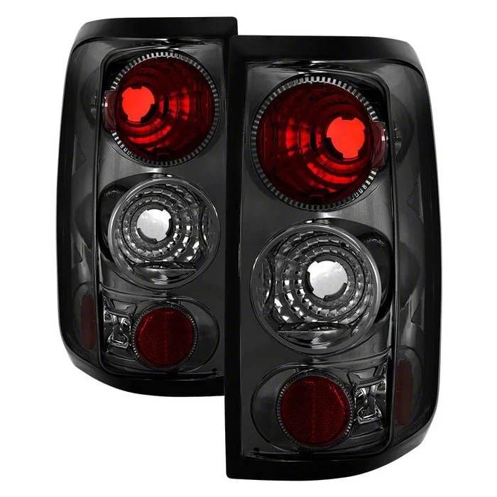 Euro Style Tail Lights; Chrome Housing; Smoked Lens (04-08 F-150 Styleside)