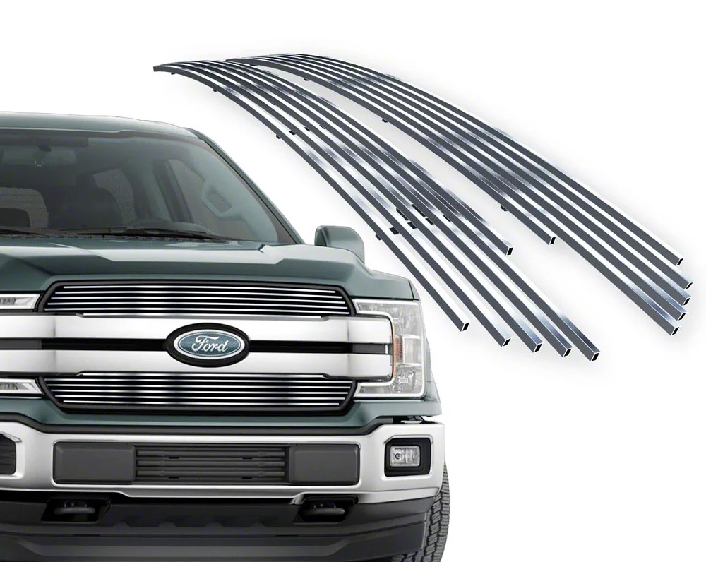 Stainless Steel Billet Upper Grille Overlay; Chrome (18-20 F-150 XL, XLT)