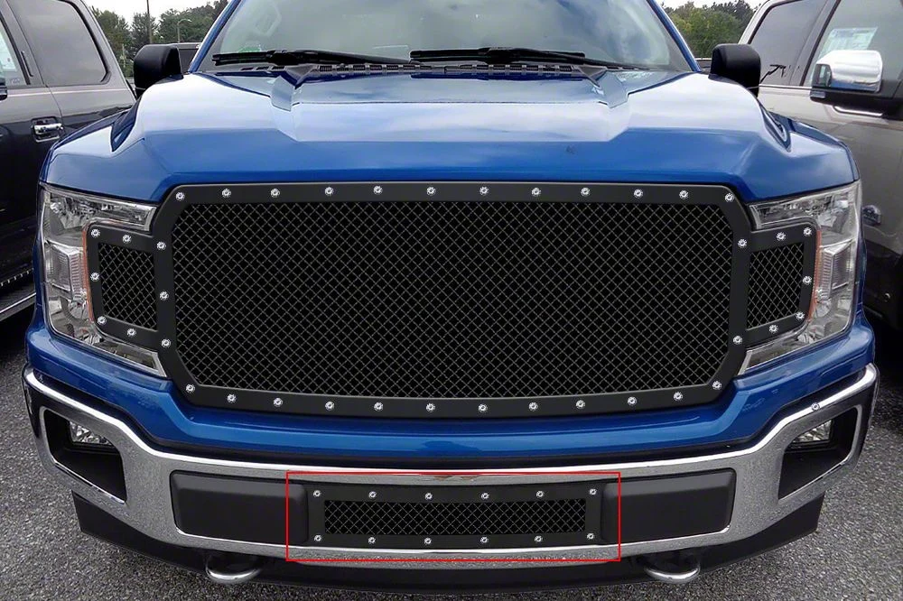 Stainless Steel Rivet Lower Grille Insert; Black (18-20 F-150, Excluding Raptor)
