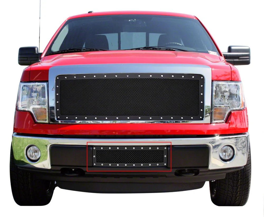 Stainless Steel Rivet Lower Grille Insert; Black (09-14 F-150, Excluding Harley Davidson & Raptor)