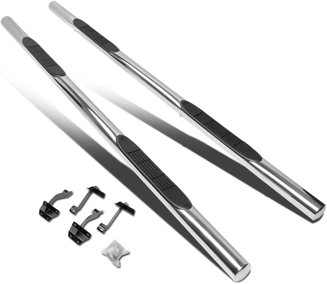 Step Nerf Bar; 3-Inch Round; Straight; Silver (15-18 F-150)
