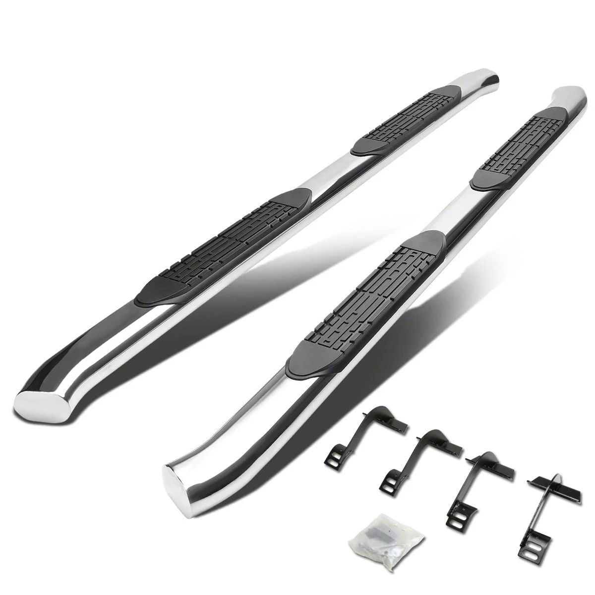 4-Inch Oval Side Step Bars; Stainless Steel (15-20 F-150 SuperCab)
