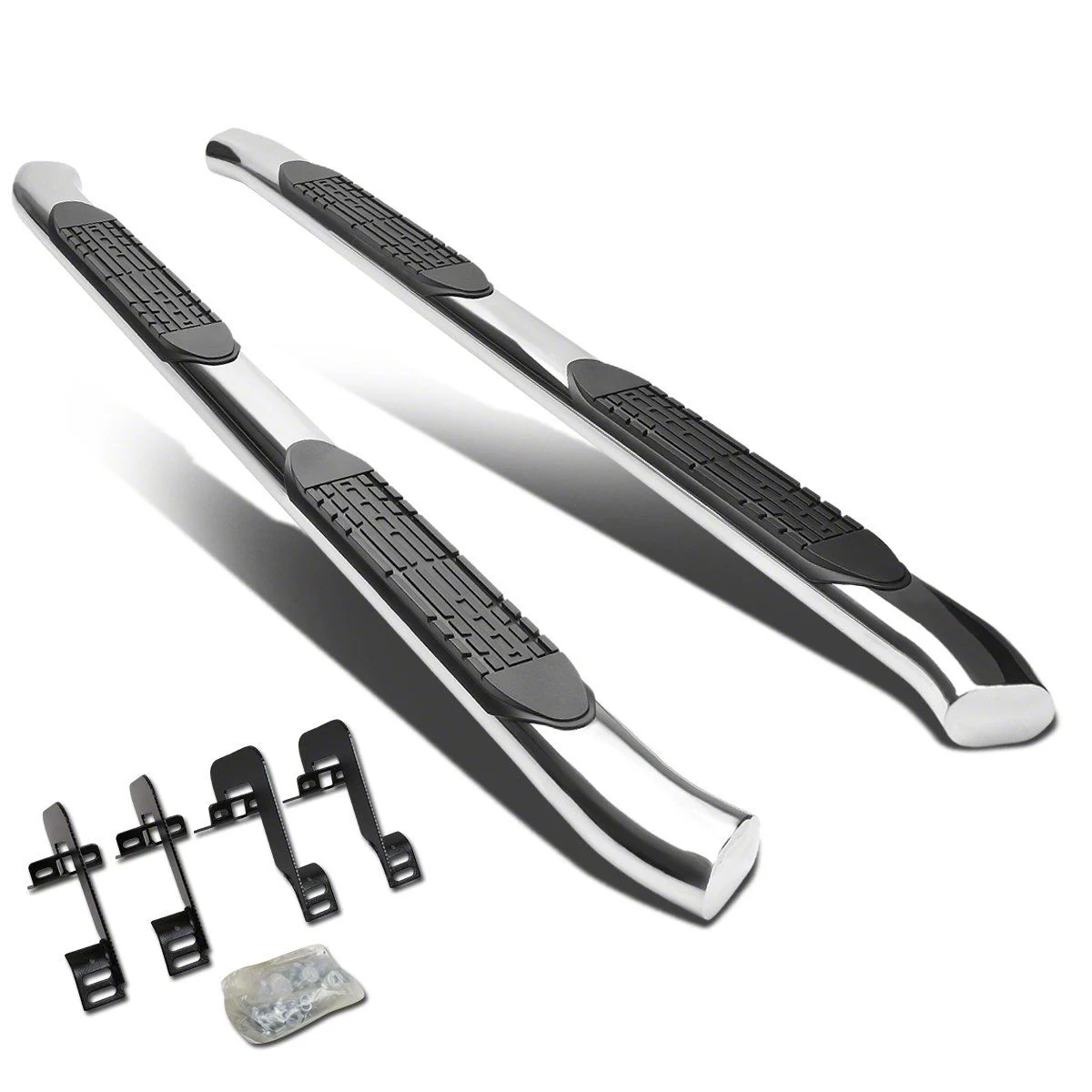 4-Inch Oval Side Step Bars; Stainless Steel (04-14 F-150 SuperCab)