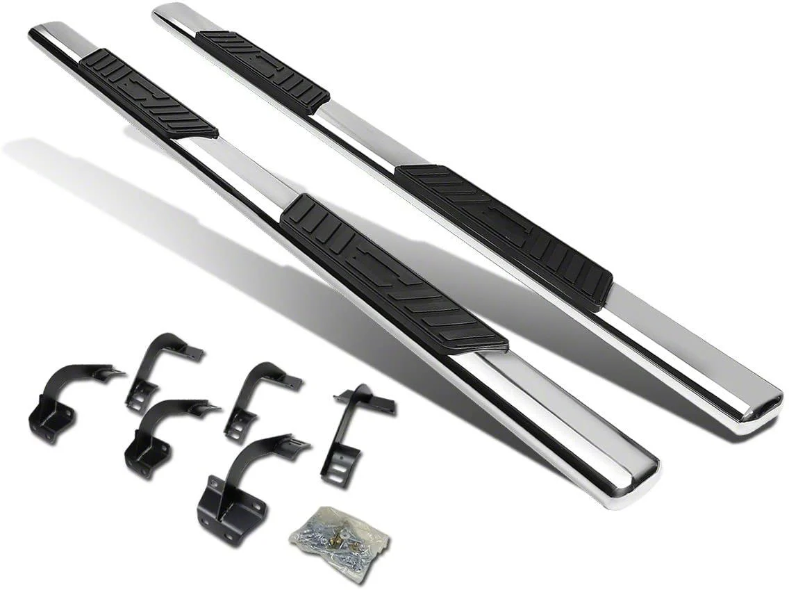 Step Nerf BarCab; 5-Inch Oval; Straight; Silver (15-18 F-150 SuperCrew)