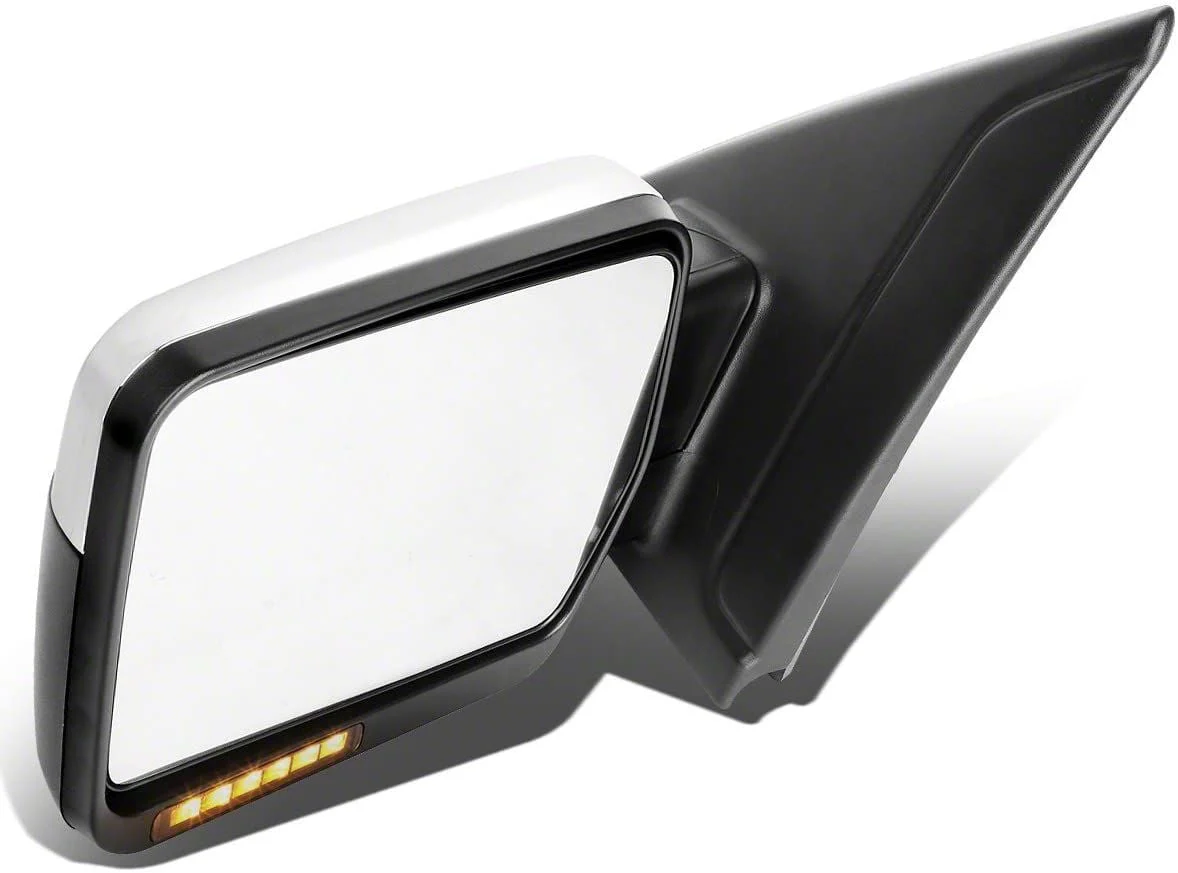 Towing Mirror; Manual; LED Amber Turn Signal; Chrome; Left (07-14 F-150)