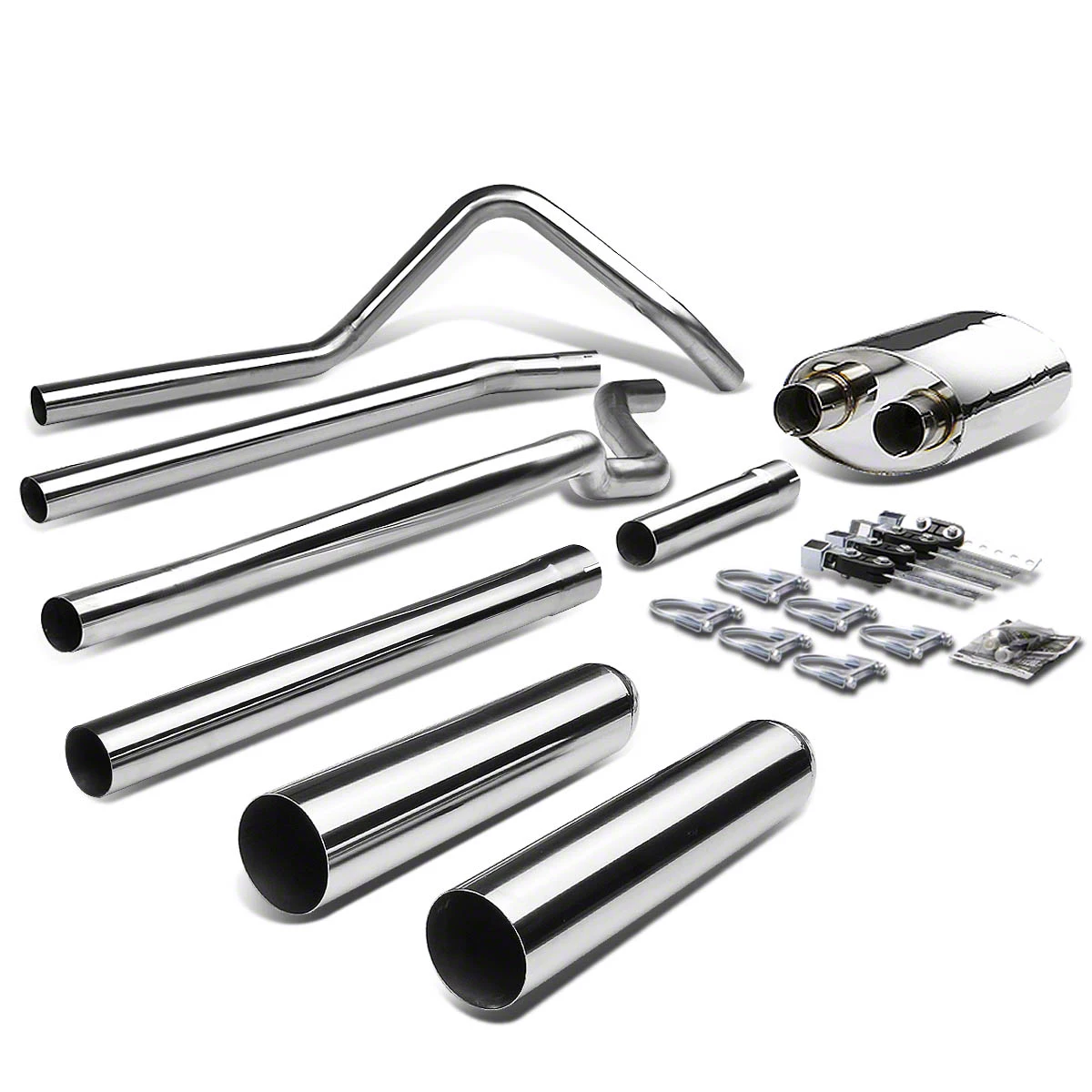 Type 1 Dual Exhaust System with Polished Tips; Rear Exit (04-08 5.4L F-150)