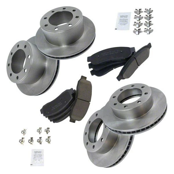 Ceramic 8-Lug Brake Rotor and Pad Kit; Front and Rear (08-12 4WD F-250 Super Duty)