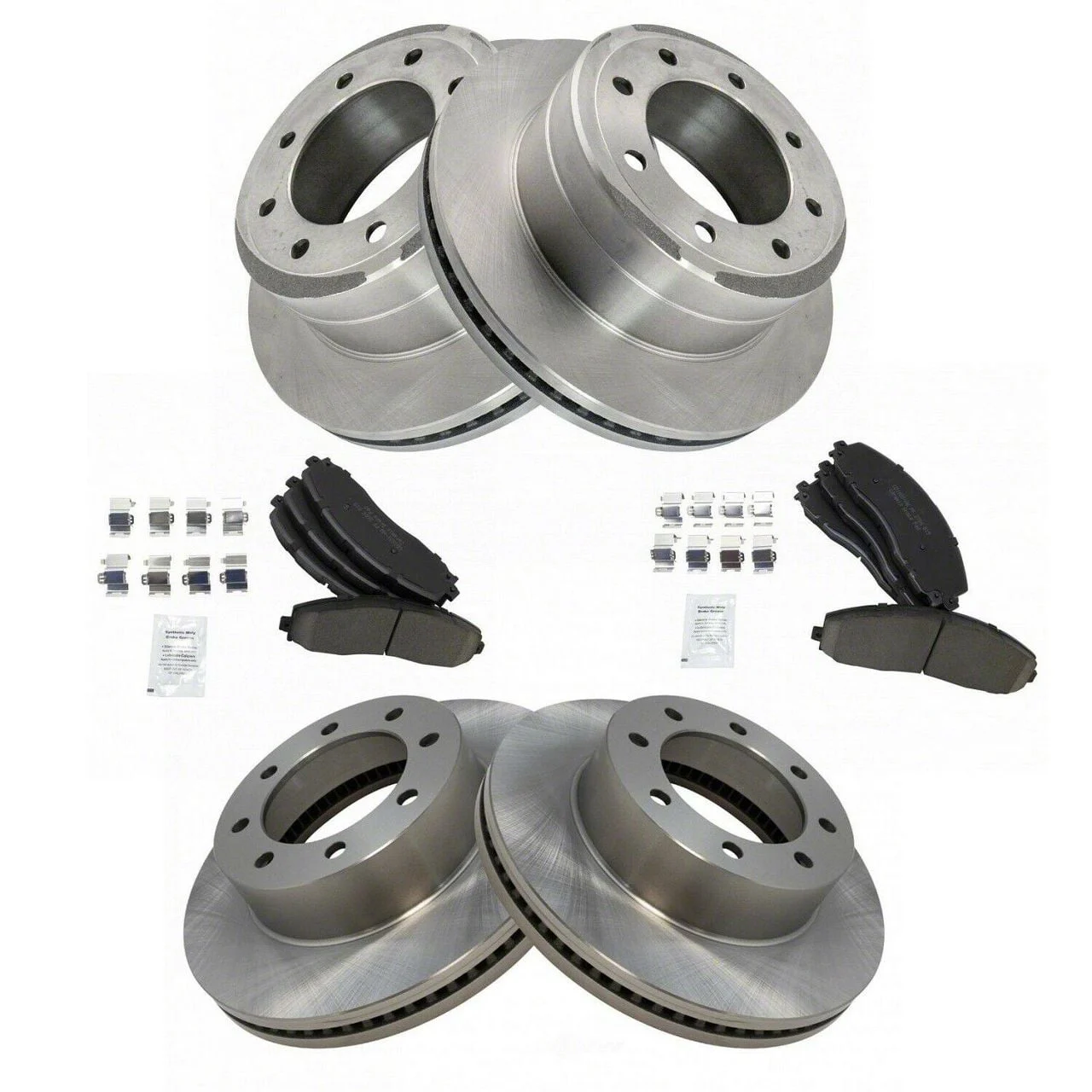 Ceramic 8-Lug Brake Rotor and Pad Kit; Front and Rear (13-19 4WD F-250 Super Duty)