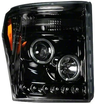 CCFL Halo Projector Headlights; Black Housing; Smoked Lens (11-16 F-350 Super Duty)