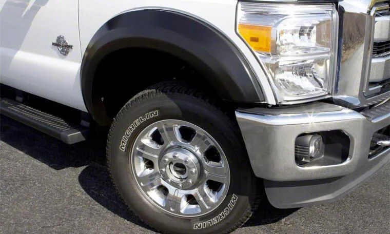 Elite Series Extra Wide Style Fender Flares; Front and Rear; Textured Black (17-22 F-350 Super Duty SRW)