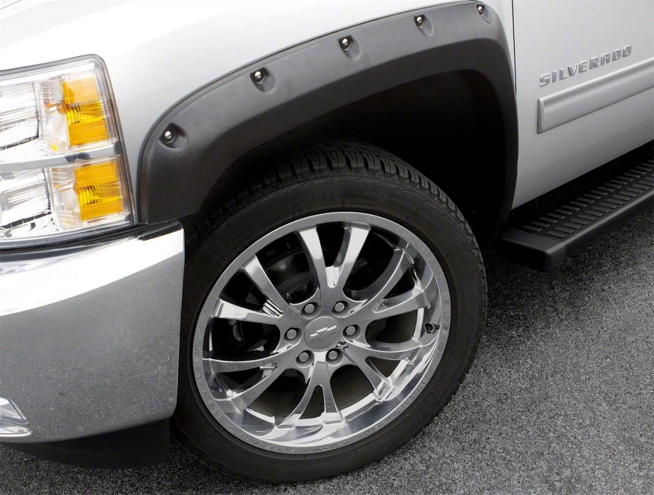 Elite Series Rivet Style Fender Flares; Front and Rear; Textured Black (17-22 F-350 Super Duty SRW)